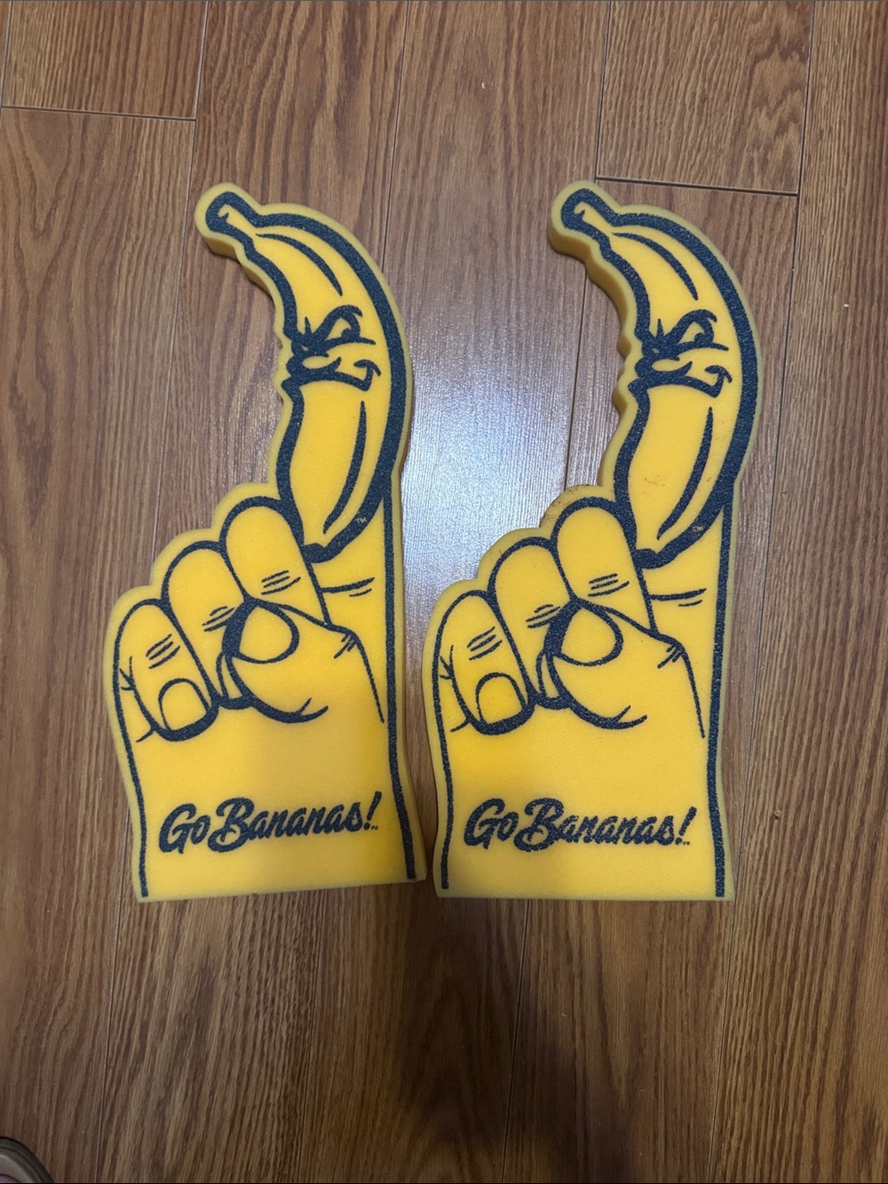 Yellow "Go Bananas!" Foam Fan Hand - Pair
